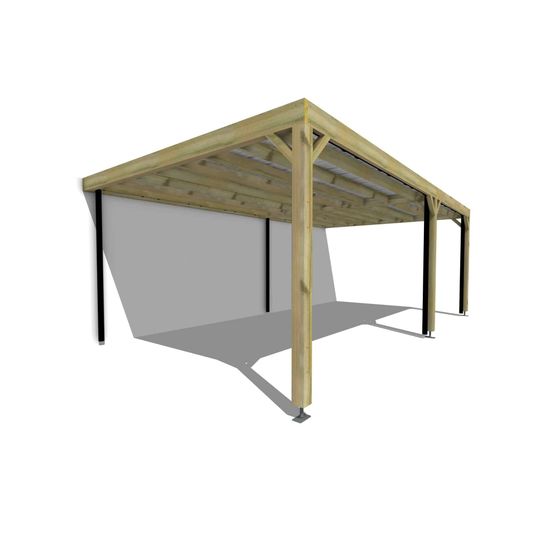 Carport bois • 7m x 4m • adossée • sens largeur • livraison comprise
