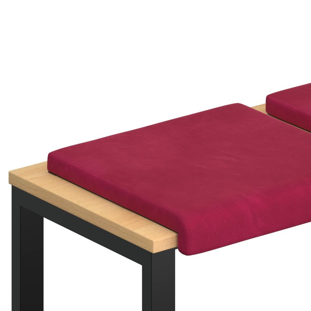 Coussin de banc 4 pc velours bordeaux profondeur 35 cm