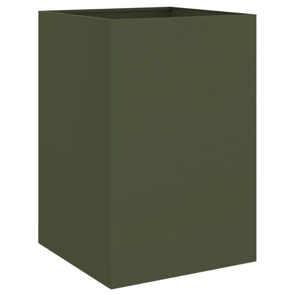 Jardinière d'extérieur vert olive 52x48x75 cm acier