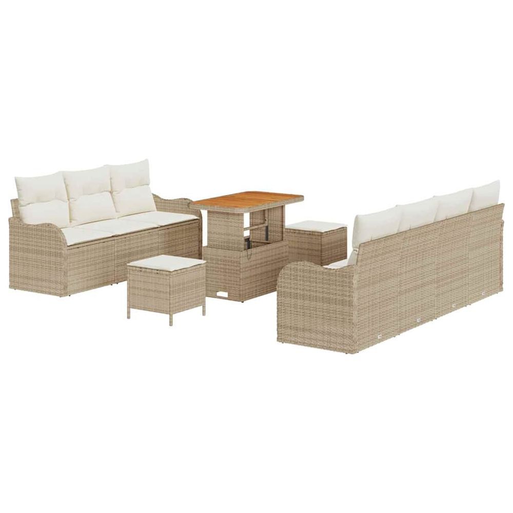 Ensemble de canapé de jardin 10 pc beige polyrotin