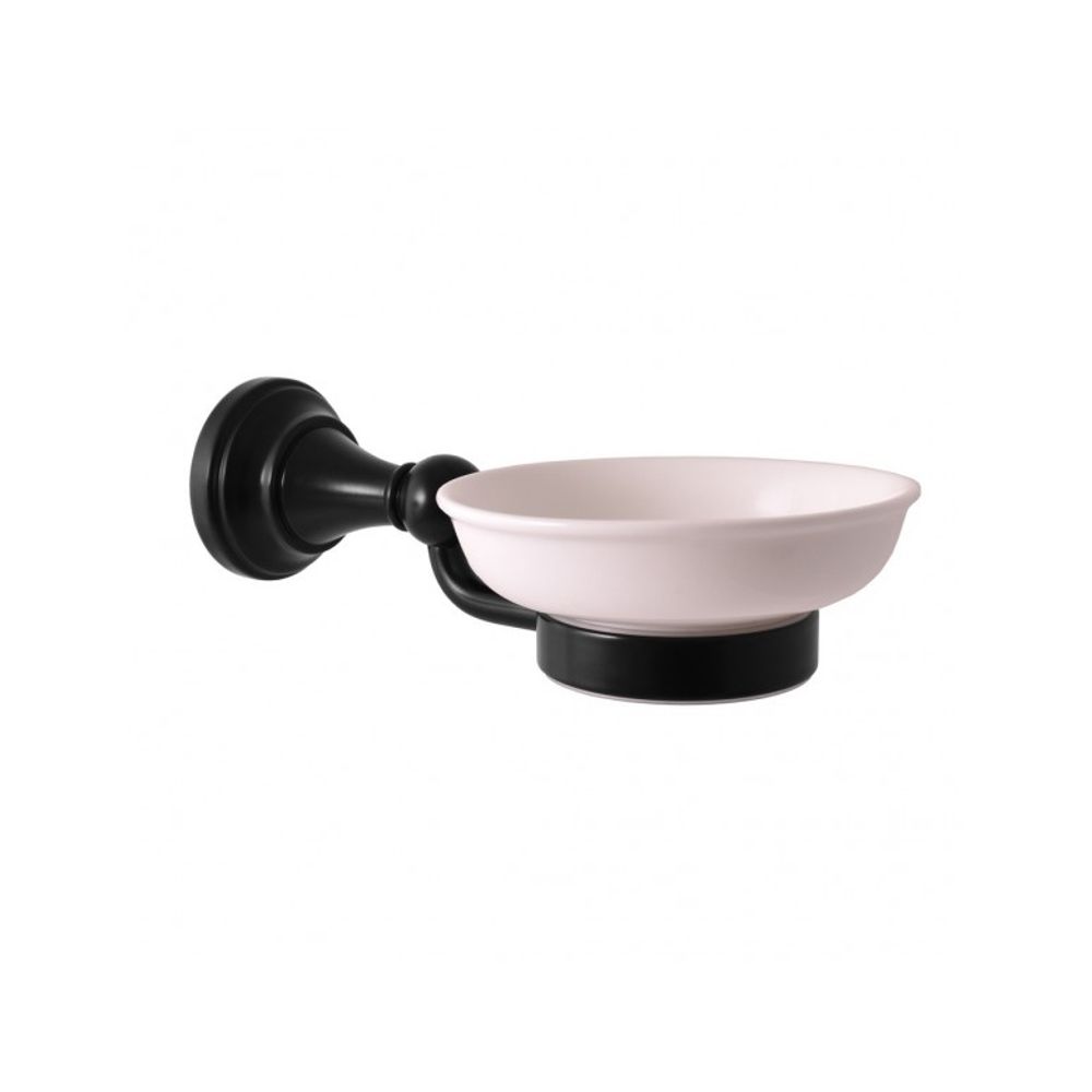 Porte-savon rétro morava en laiton noir et céramique 19x11 x6,45 cm