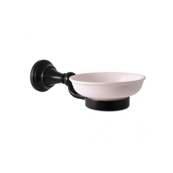 Porte-savon rétro morava en laiton noir et céramique 19x11 x6,45 cm