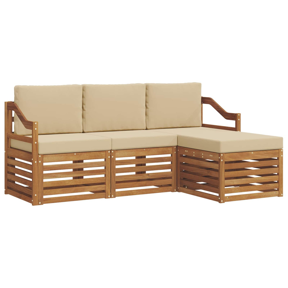 Ensembles de canapés avec coussin 4 pcs naturel et beige
