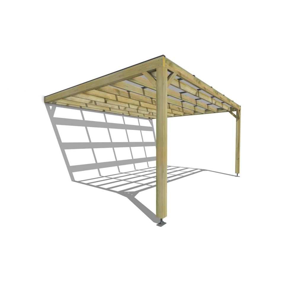 Pergola bois • 5m x 4m • adossée • sens largeur • couverture étanche transparente incluse • livraison comprise
