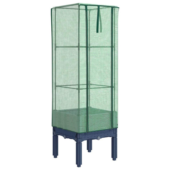 Jardinière d'extérieur surélevée avec housse aspect rotin 40x40x140 cm