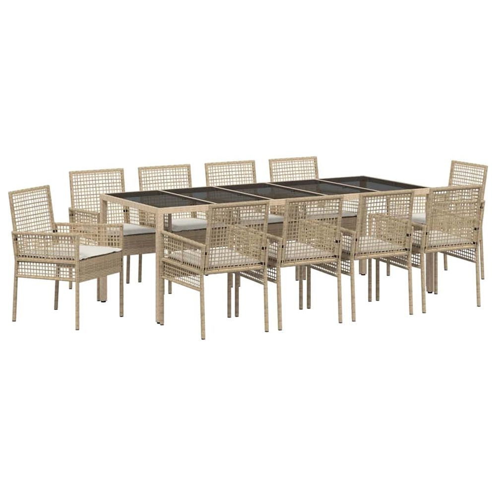 Ensemble de salle à manger pour jardin 11 pc beige polyrotin