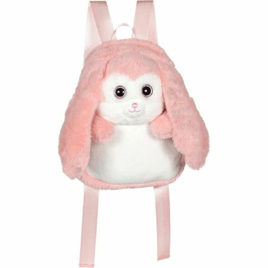 Sac à dos en peluche - lapin rose et blanc 30 cm