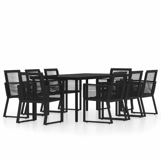 Ensemble à manger de jardin 9 pcs noir