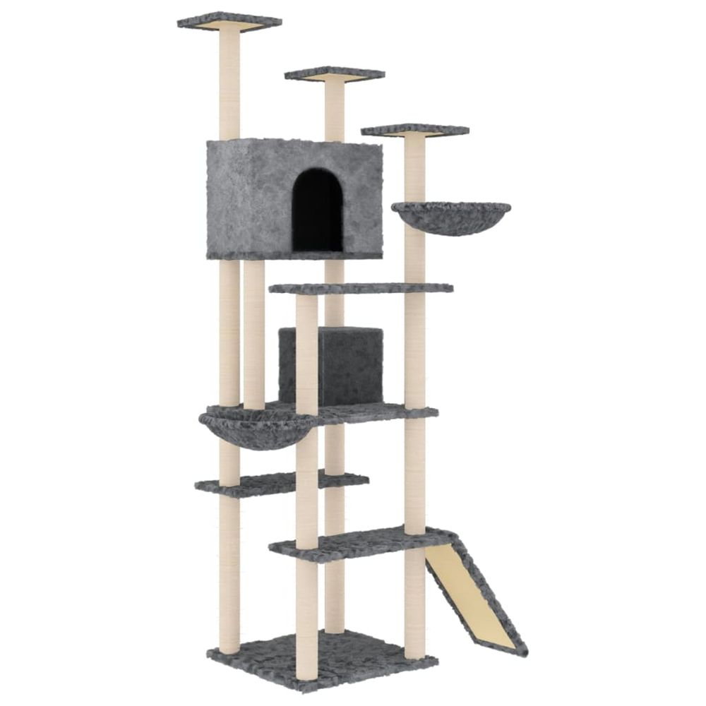 Arbre à chat avec griffoirs en sisal gris foncé 191 cm