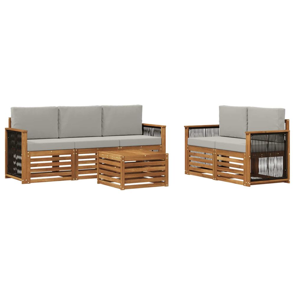 Ensemble de canapés d'extérieur 6 pc naturel et gris clair