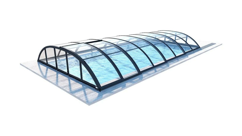 Abri de piscine horizon - 8,61x4,62 m - polycarbonate massif 3 mm - couleur ral7016 graphite - eco206 - altanka
