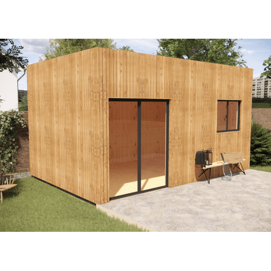 Studio de jardin bien isolé en bois 5,5 x 3,5 x 3,2 m / isolation re2020