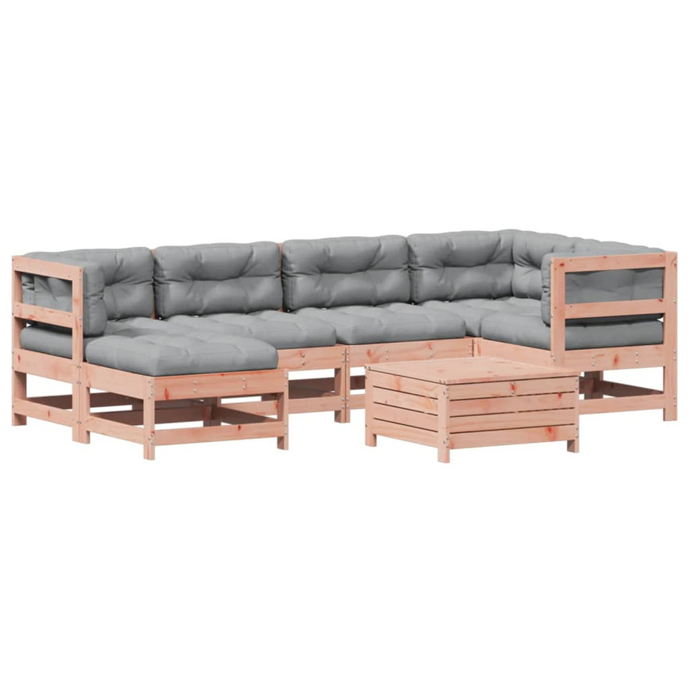 Salon de jardin 7 pcs avec coussins bois massif douglas