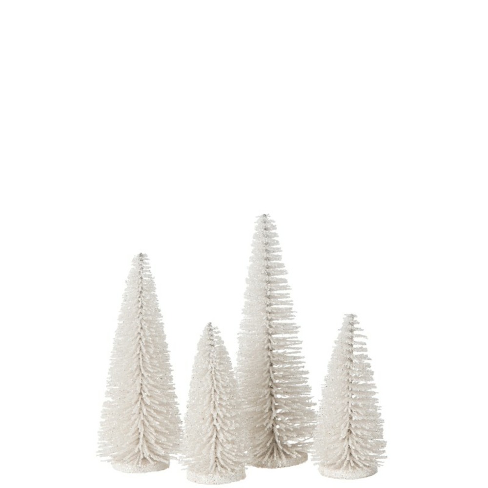 Lot de 4 sapins de noël artificiel en plastique blanc 10x10x15 cm h15