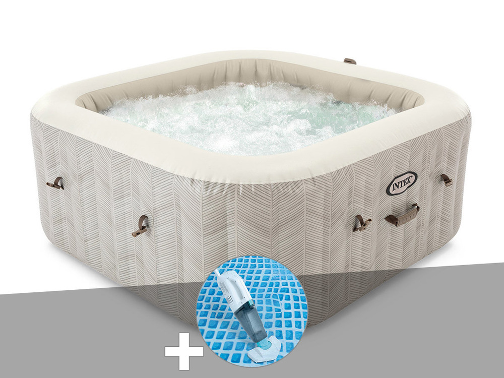 Kit spa gonflable purespa chevron carré bulles 6 places + aspirateur