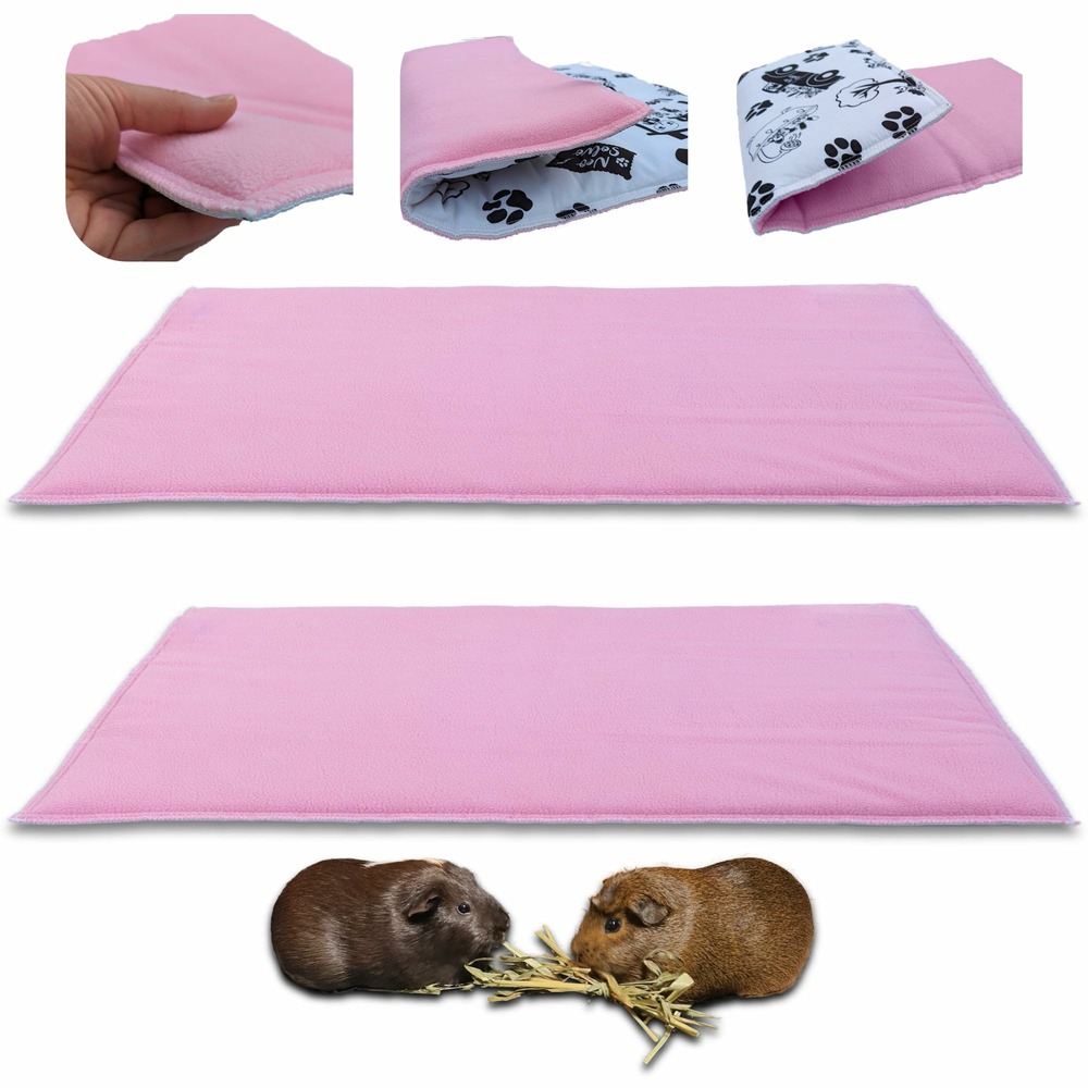 Lot de 2 - tapis pour cochon d'inde et lapin en polaire 70 x 35 cm - polaire absorbant, lavable en machine, economique