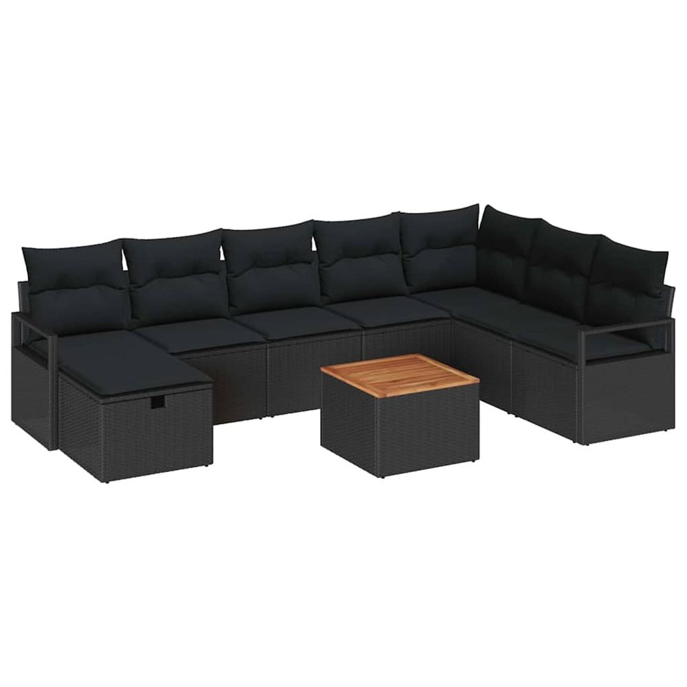 Ensemble de canapé de jardin 9 pc noir polyrotin