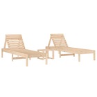 Chaises longues 2 pcs avec table bois massif de pin