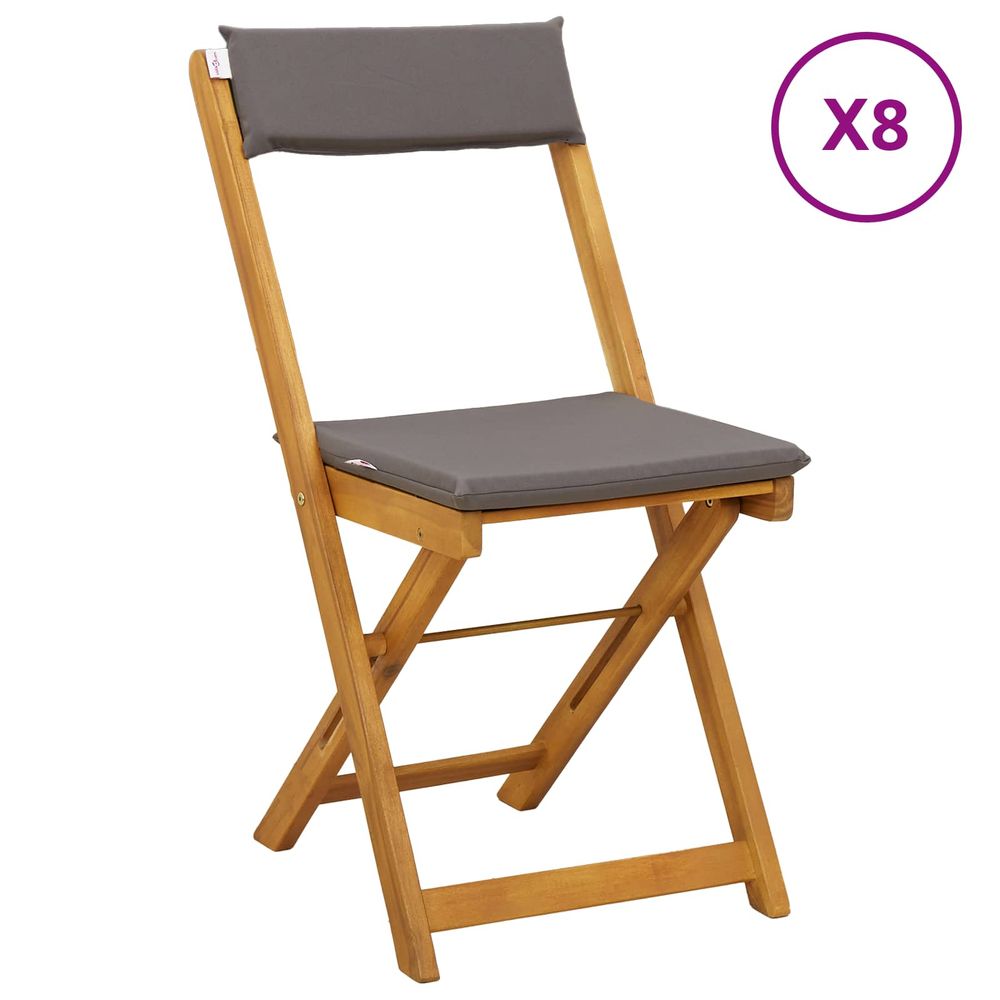 Chaises de bistrot d'extérieur 8 pc gris foncé