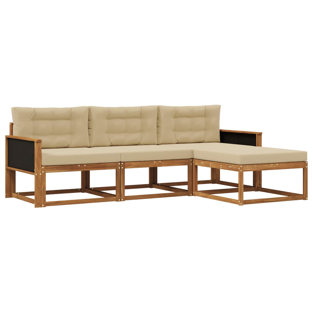 Ensemble de canapés d'extérieur 4 pcs naturel et beige