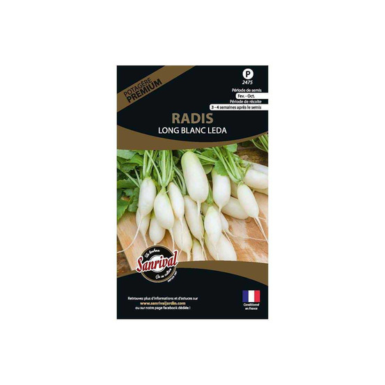 Graines potagères premium radis long blanc leda