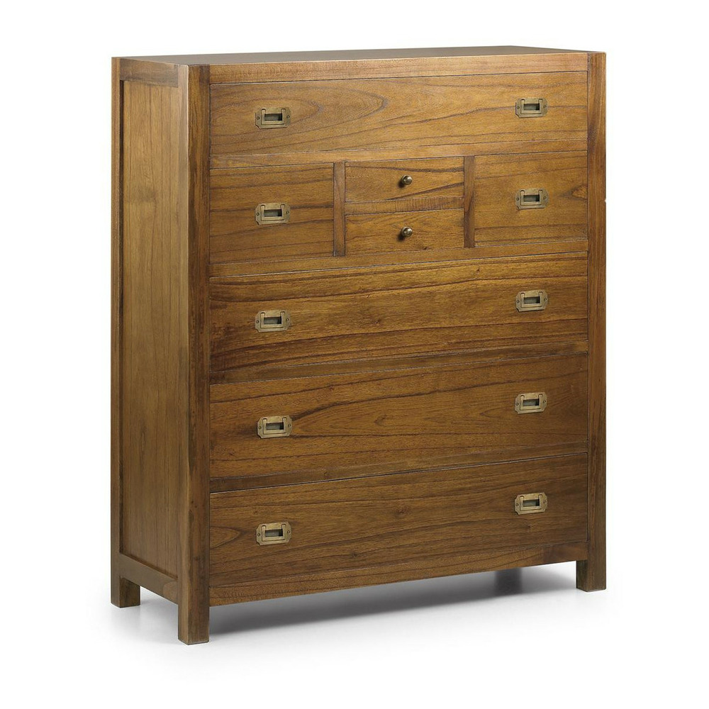 Commode 8 tiroirs bronze bois marron - onéline décoration d'autrefois