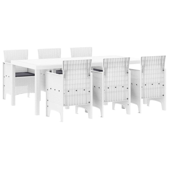 Ensemble de salle à manger pour jardin 7 pcs blanc rattan polt