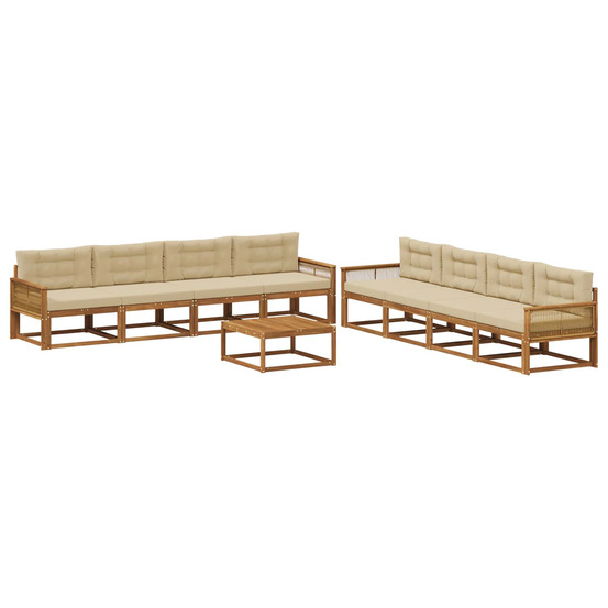 Ensemble de canapés d'extérieur 9 pcs naturel et beige