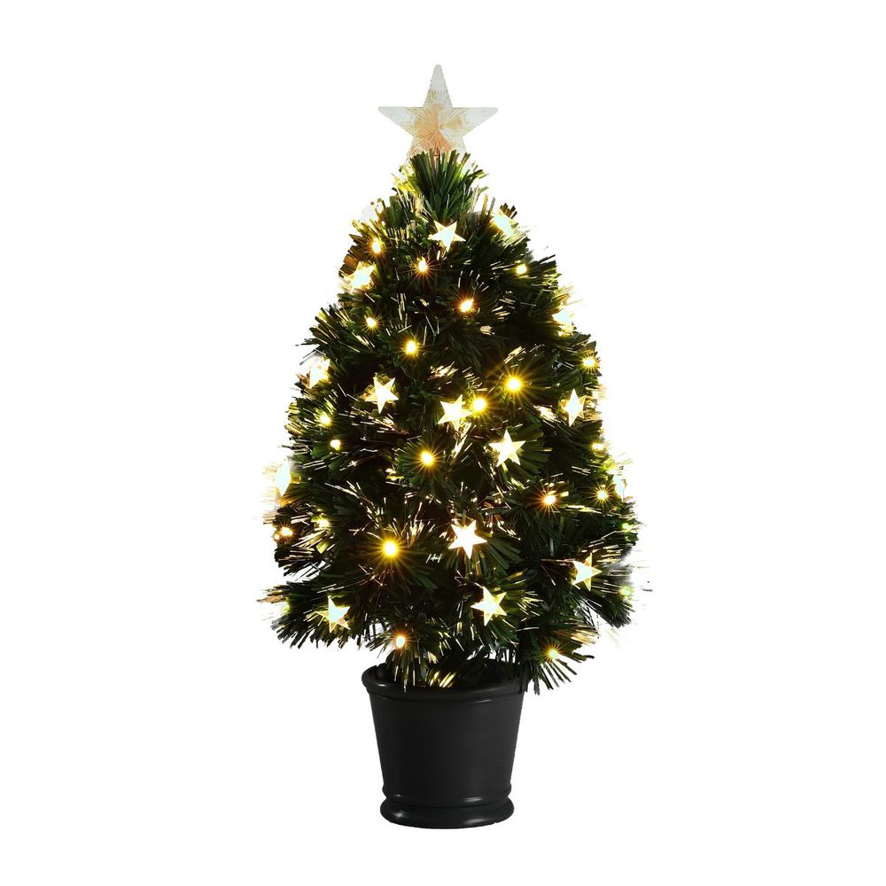 Luca lighting mercury sapin de noël artificiel avec éclairage fibre optique et 65 led blanc chaud - décoration noël lumineuse -