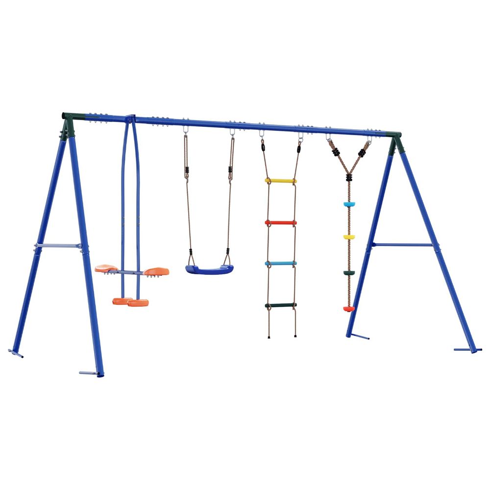 Ensemble de balançoires d'extérieur multicolore acier et pe