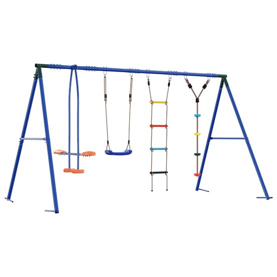 Ensemble de balançoires d'extérieur multicolore acier et pe