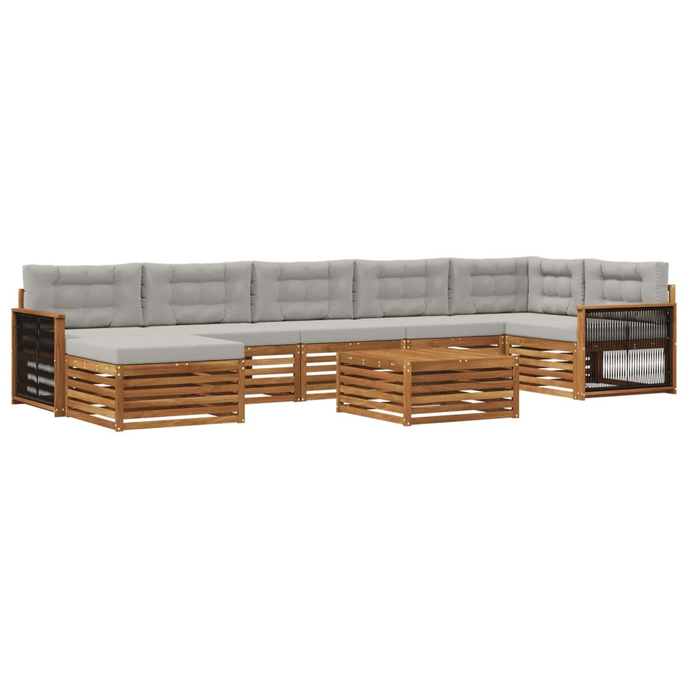 Ensemble de canapés d'extérieur 8 pc naturel et gris clair
