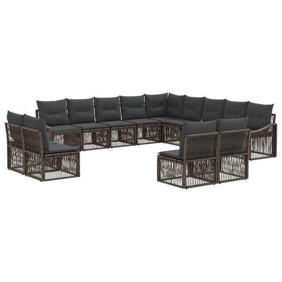 Ensemble de canapé de jardin 13 pc gris polyrotin