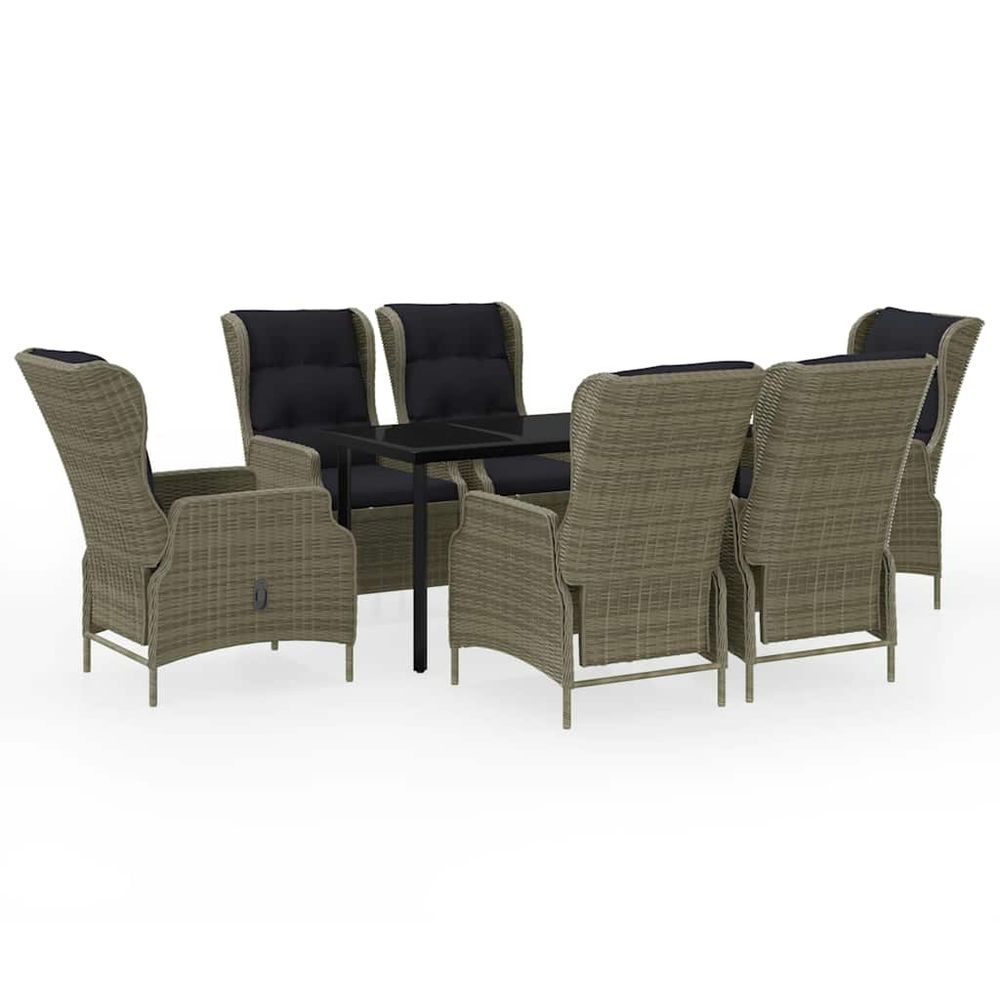 Ensemble à manger de jardin 7 pcs marron