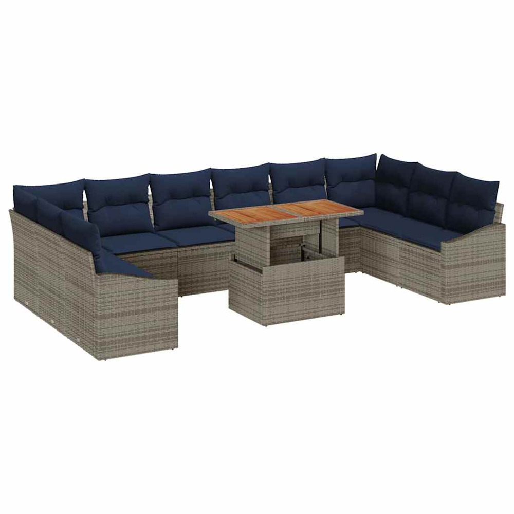 Ensemble de canapé de jardin 11 pcs gris poly rotin