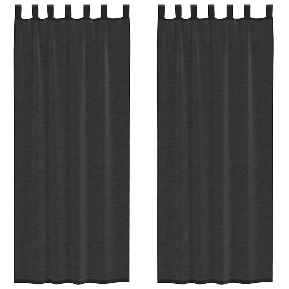 Rideaux en voile avec passants 2 pcs noir