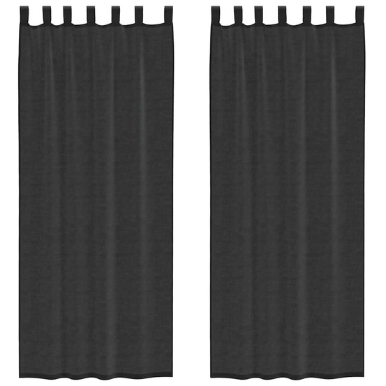 Rideaux en voile avec passants 2 pcs noir