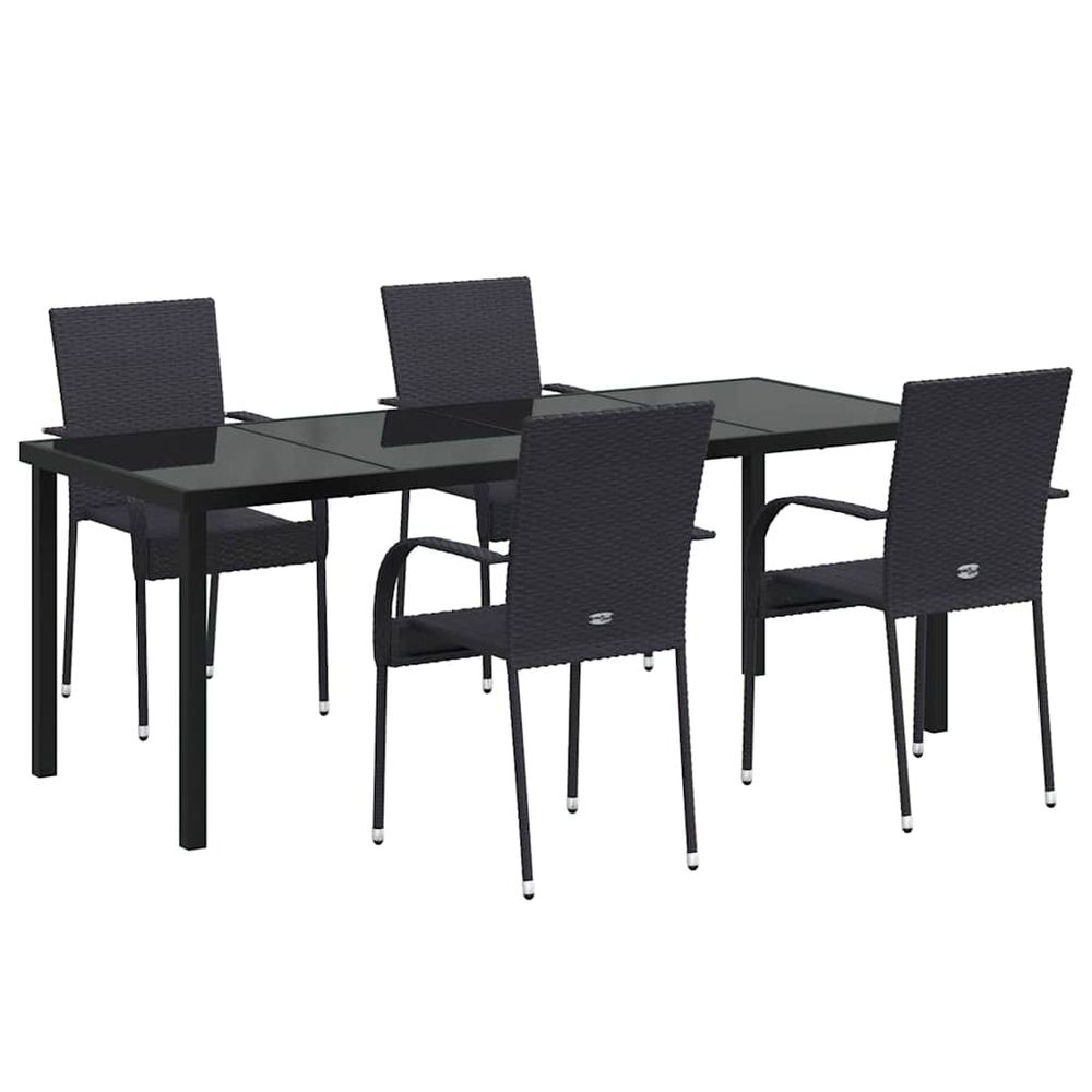 Ensemble de salle à manger pour jardin 5 pc noir