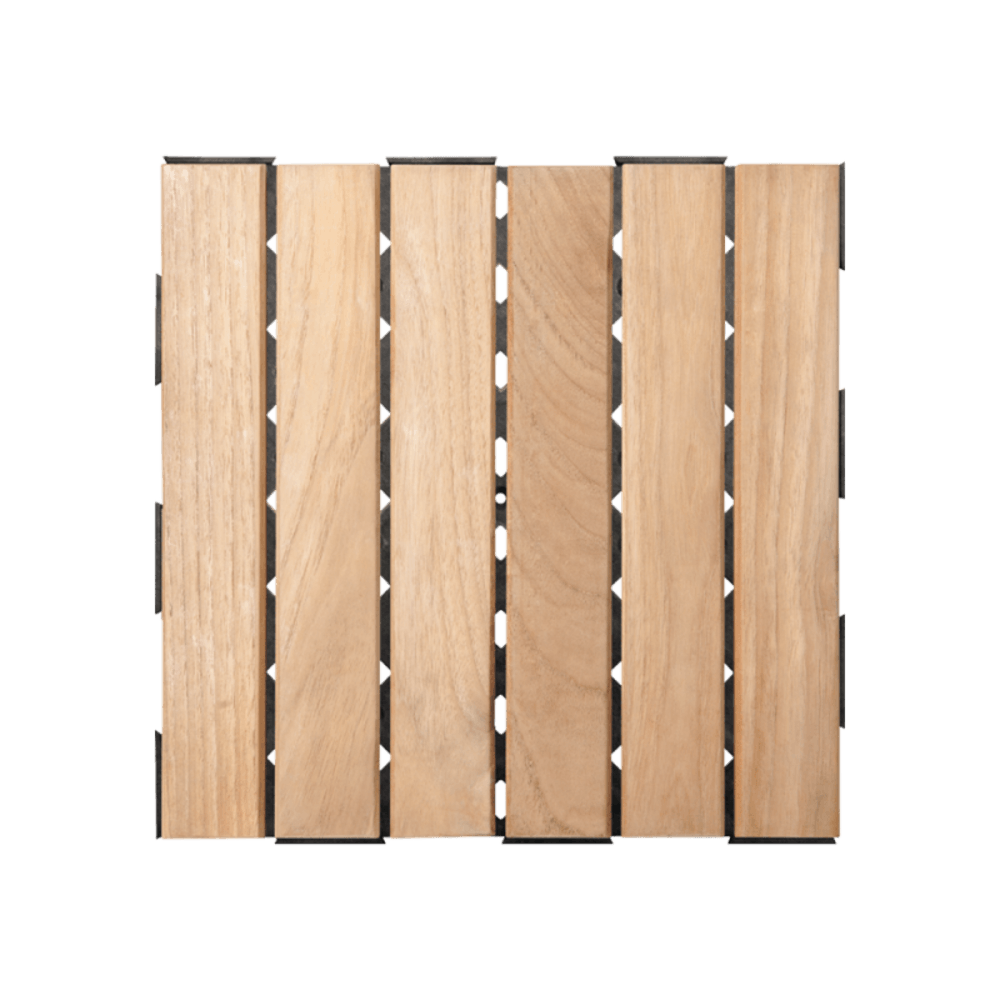 Dalle en bois teck naturel (lot de 4) - miel 30 x 30 cm