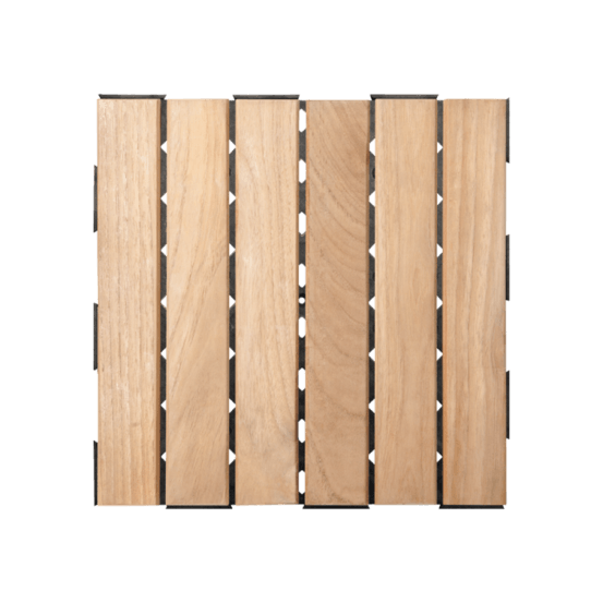 Dalle en bois teck naturel (lot de 4) - miel 30 x 30 cm