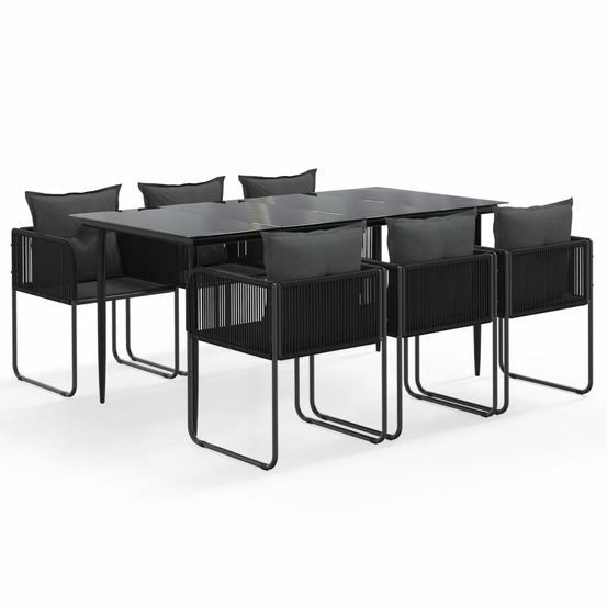 Ensemble à manger de jardin 7 pcs noir