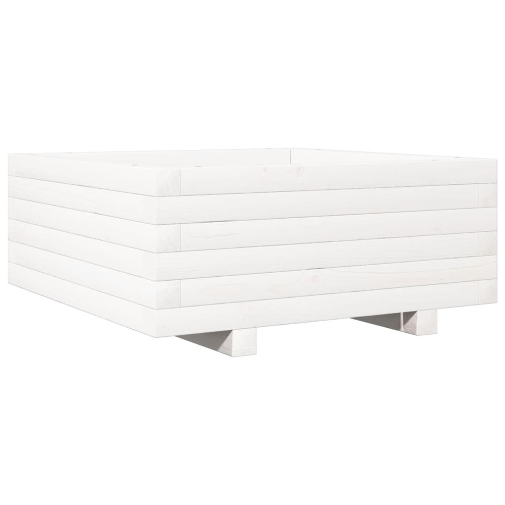 Jardinière blanc 60x60x26,5 cm bois de pin massif