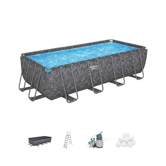 Kit piscine hors sol tubulaire bestway - apx 365 - 549 x 274 x 132 cm - rectangulaire (filtre a sable, 250g polysphere, échelle