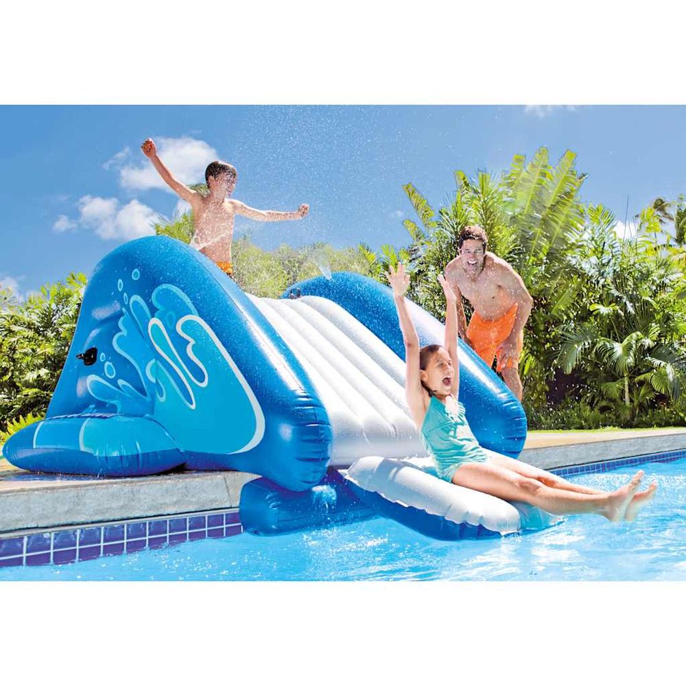 Ondis24 Toboggan à vagues de 3 m pour enfant - Toboggan aquatique pour tour de jeu ou pente à partir de 3 ans (300 cm, bleu