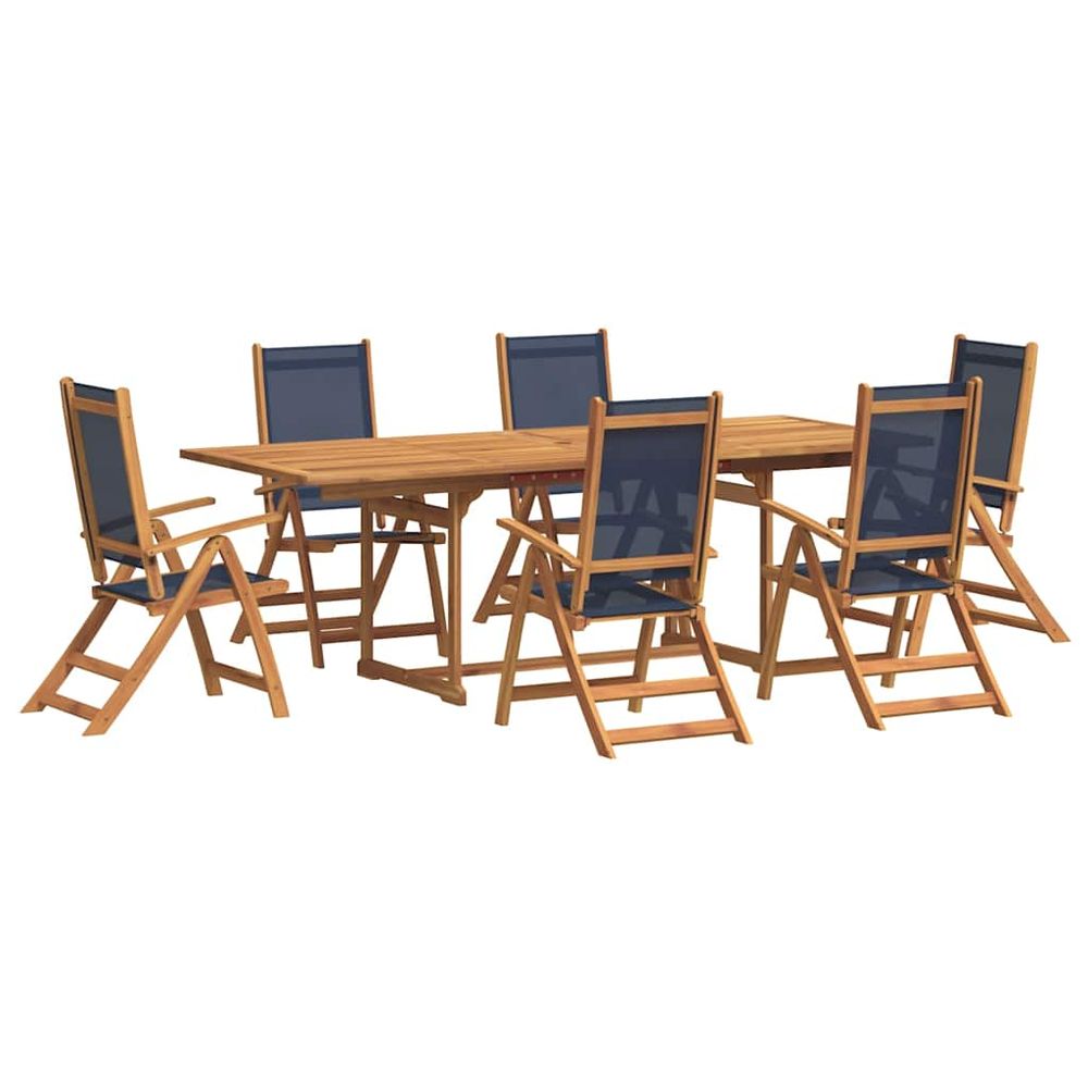 Ensemble à manger de jardin 7pcs bois d'acacia solide textilène