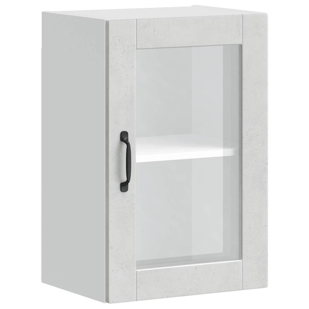 Armoire murale de cuisine avec porte en verre porto gris béton