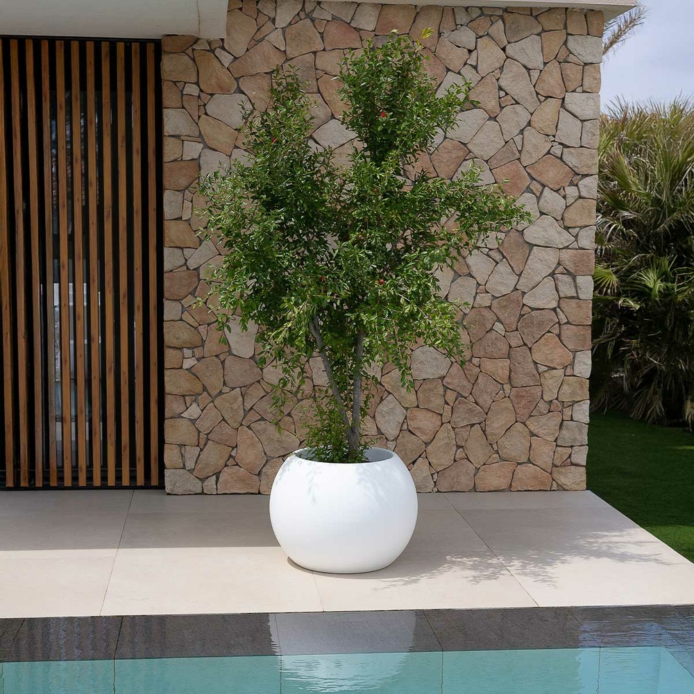 Dalia 50 - pot rond pour plantes et fleurs en polyéthylène ø37,5x50 cm pour l'extérieur et l'intérieur très résistant. Couleur blanc