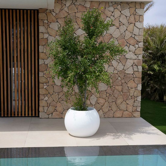 Dalia 50 - pot rond pour plantes et fleurs en polyéthylène ø37,5x50 cm pour l'extérieur et l'intérieur très résistant. Couleur blanc