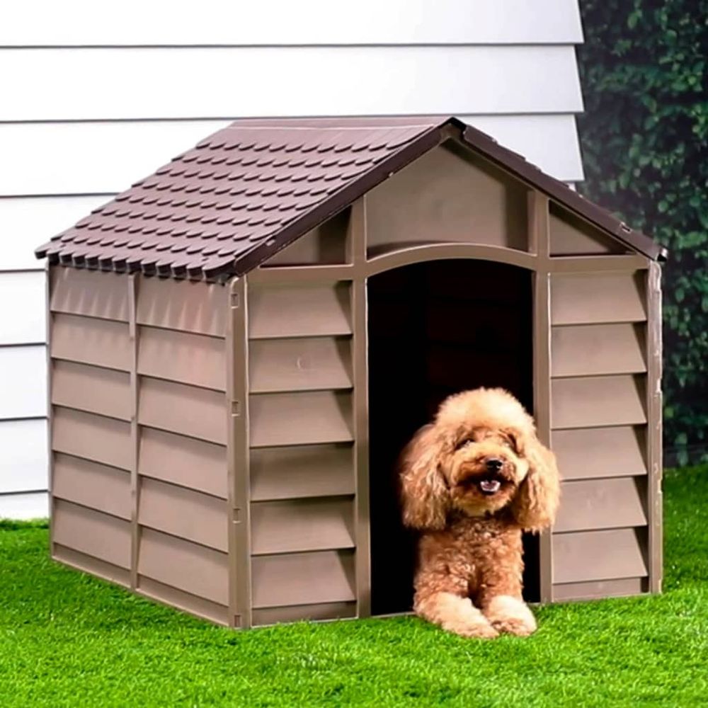 Niche pour chien robuste en polypropylène abri de jardin marron 86x84cm
