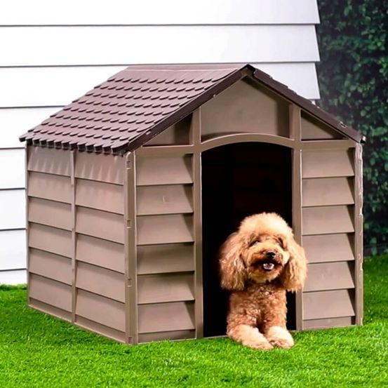 Niche pour chien robuste en polypropylène abri de jardin marron 86x84cm